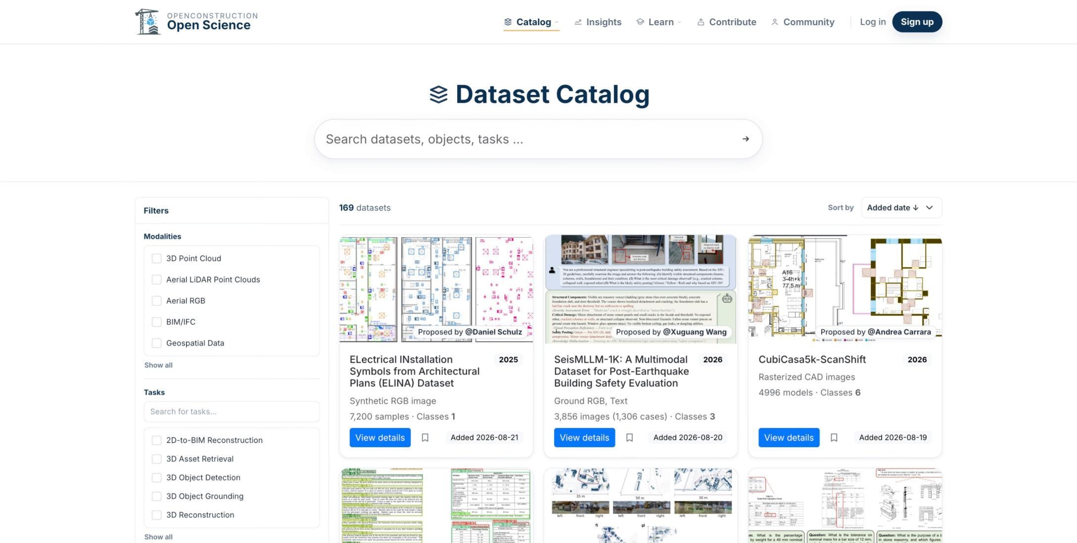 Search field in the Dataset Catalog