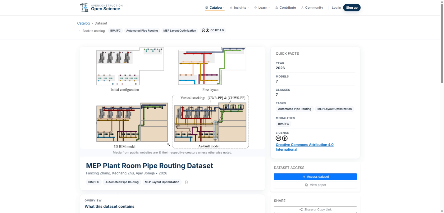 OpenConstruction resource detail page showing record information