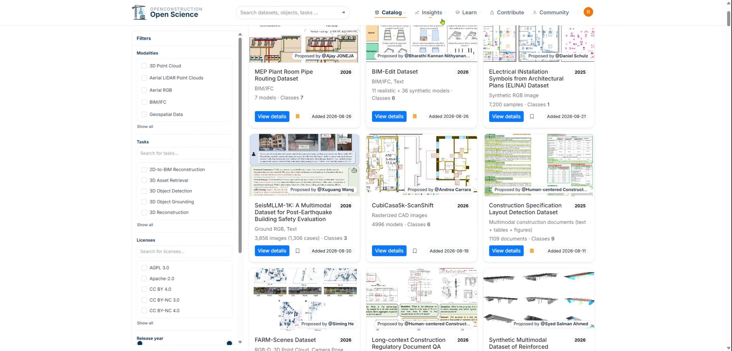 Dataset catalog and saved Personal Library resources