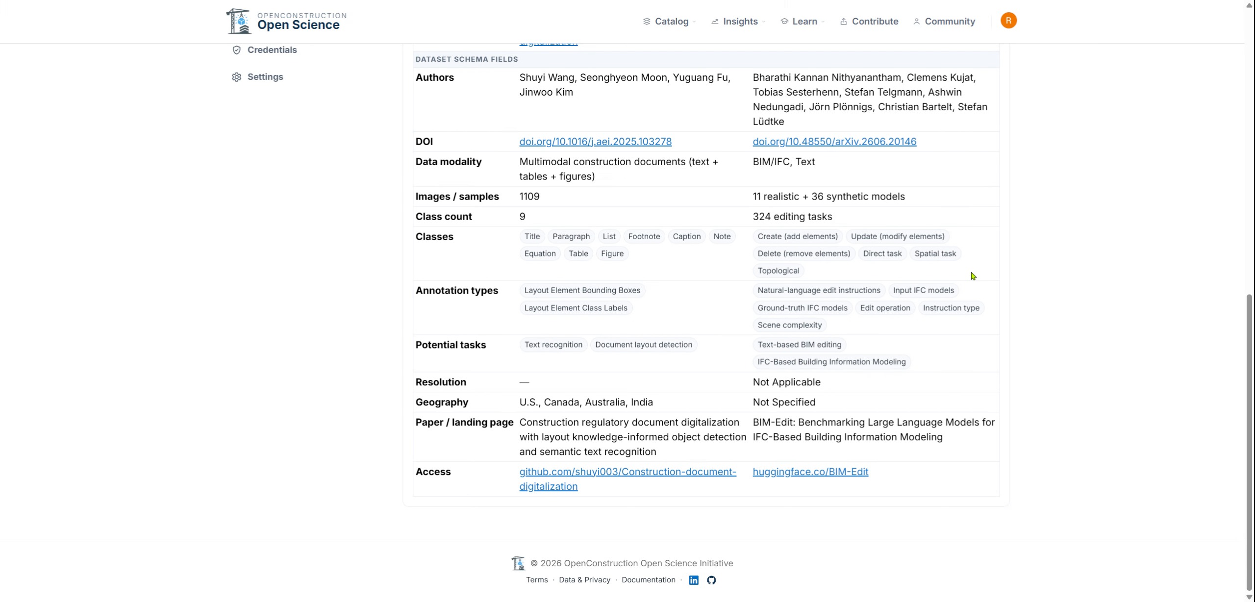 Resource metadata and export information in Personal Library