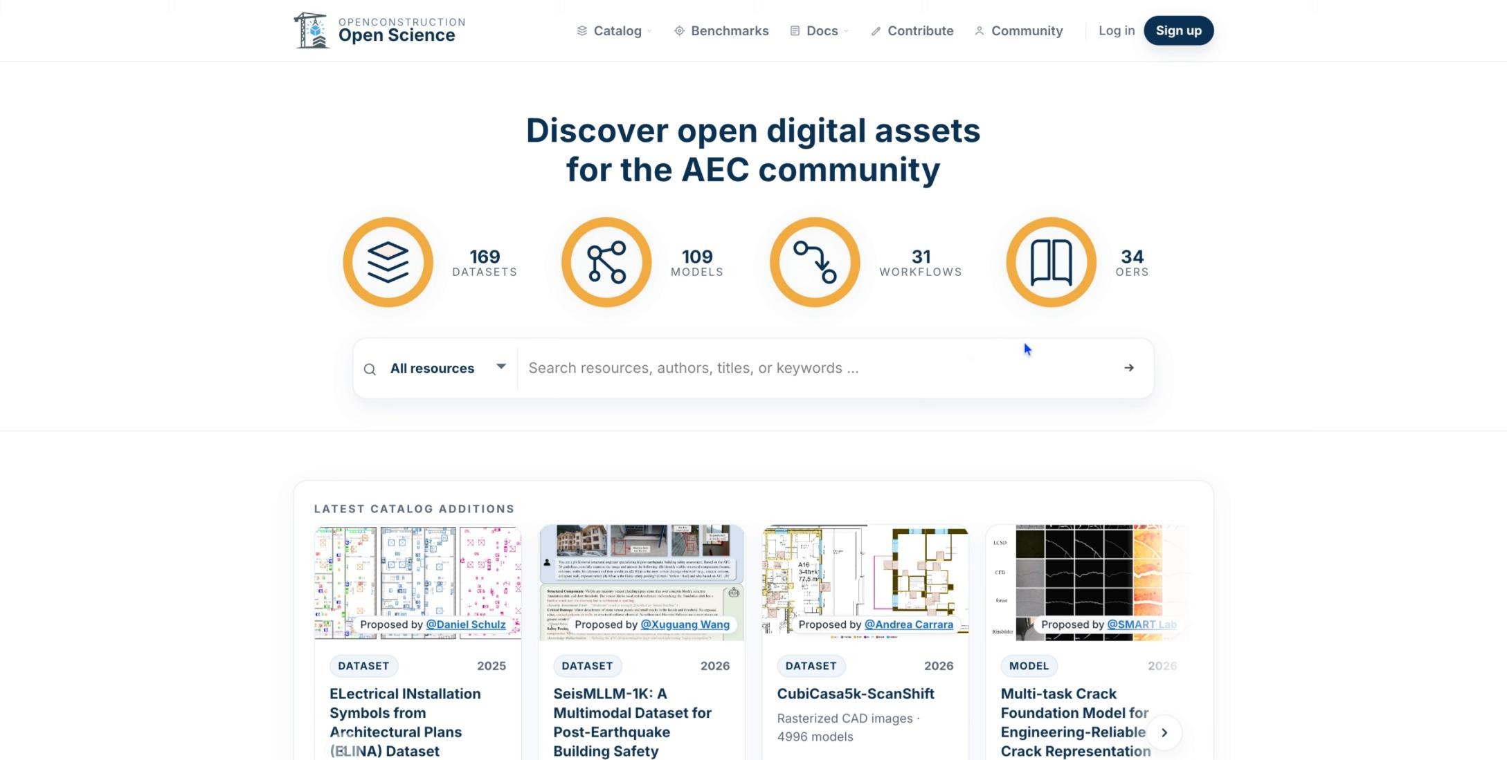 OpenConstruction homepage used to reach the Contribute page