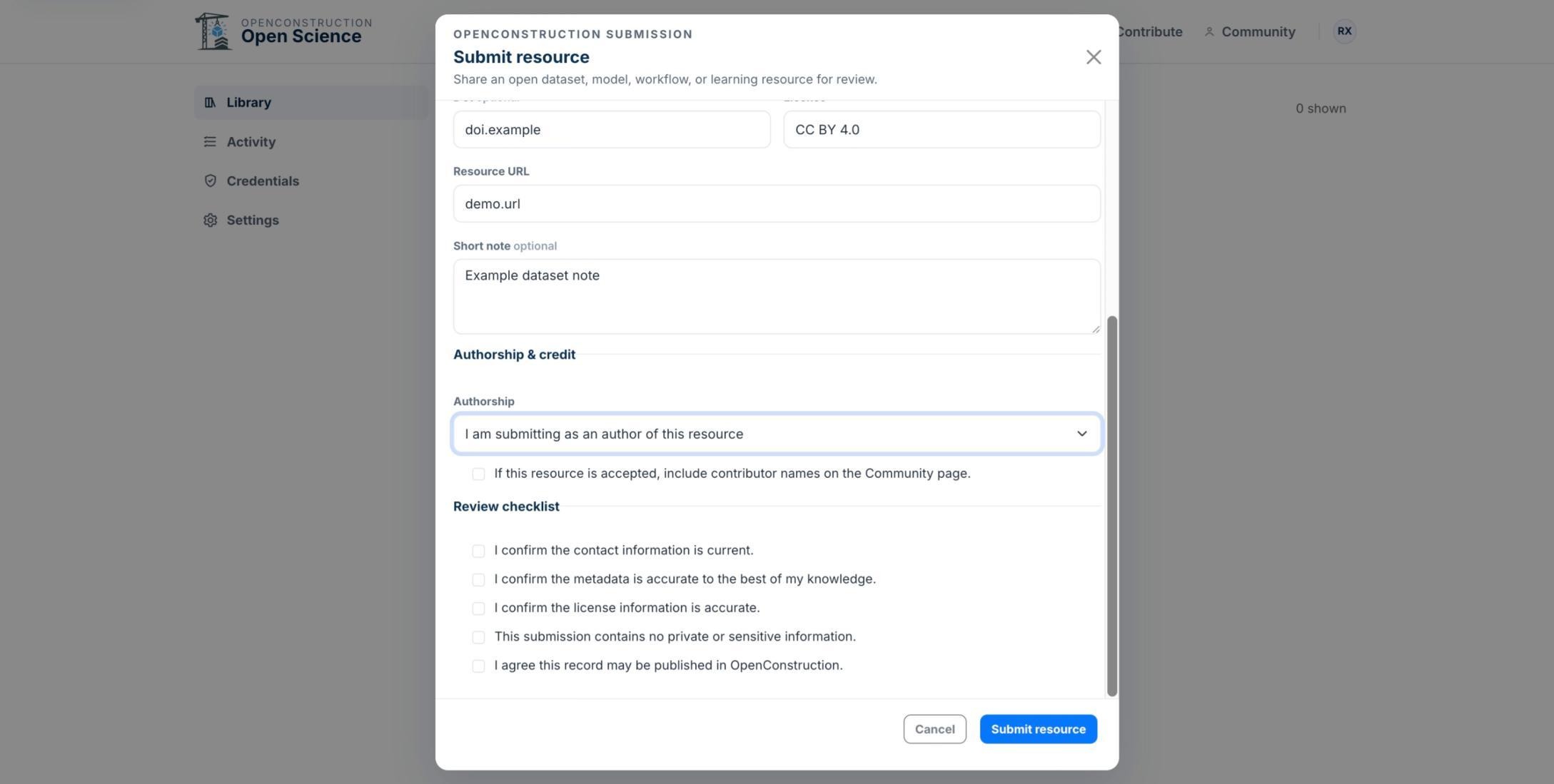 Authorship and credit options in the submission form