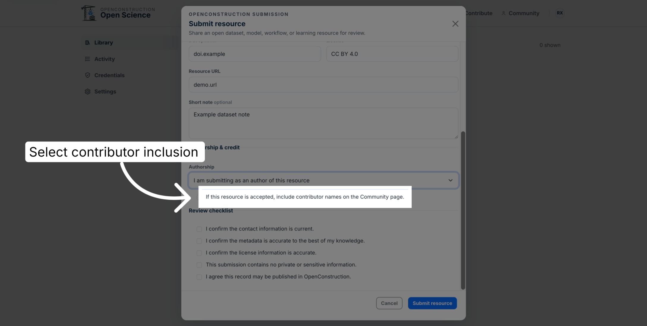 Community-page contributor permission option