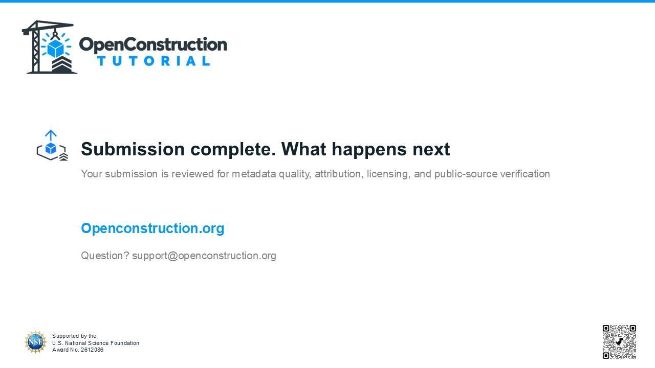 Submission-complete slide explaining the review process
